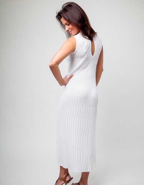 Платье женское плиссе удлиненное белое, фото 3