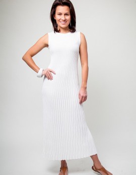 Платье женское плиссе удлиненное белое