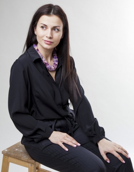 Блузка женская шелковая прямого кроя, фото 2