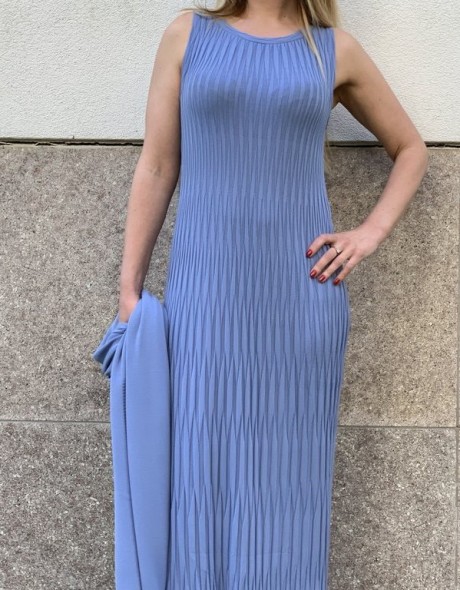 Платье женское вискозное макси голубое, фото 2