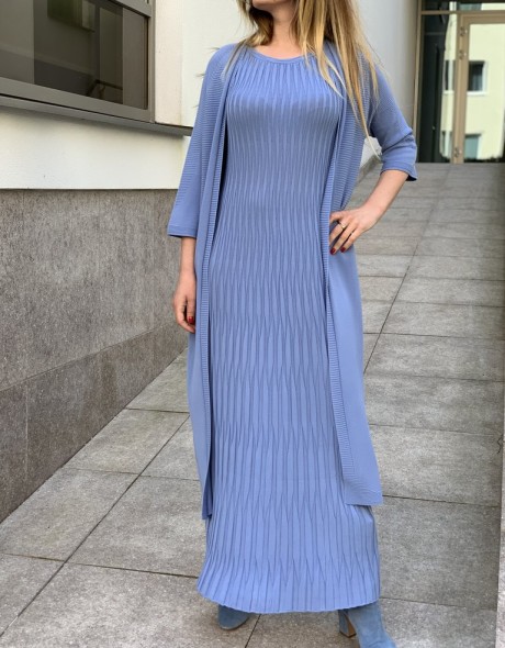 Платье женское вискозное макси голубое