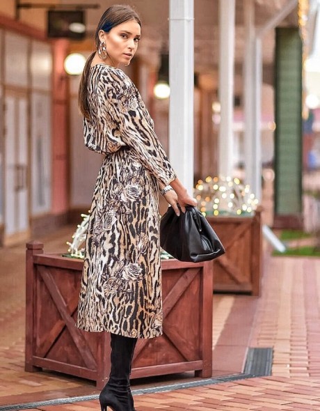 Женское платье шелковое с леопардовым принтом, фото 3