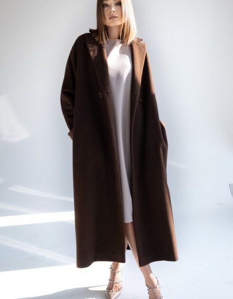 Пальто женское двубортное из мериносовой шерсти, фото 2