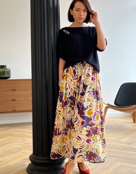 Женская юбка с цветочным принтом длинная, фото 2