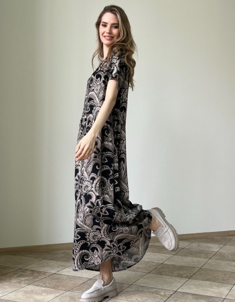 Платье с поясом из 100% вискозы, фото 2